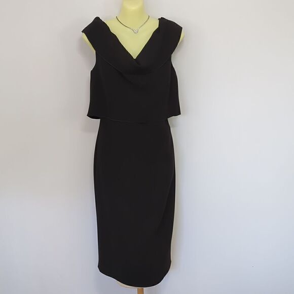Escada Dress "Dayla" Black Sheath Attached Shrug Escada 38 NWT U.S.Sm - Picture 1 of 11